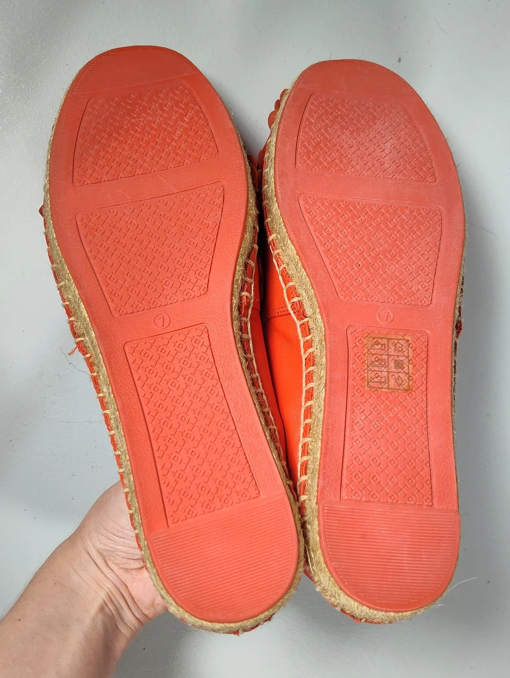 Tory Burch Blossom Espadrille Nappa Leather Flats Samba Orange 7